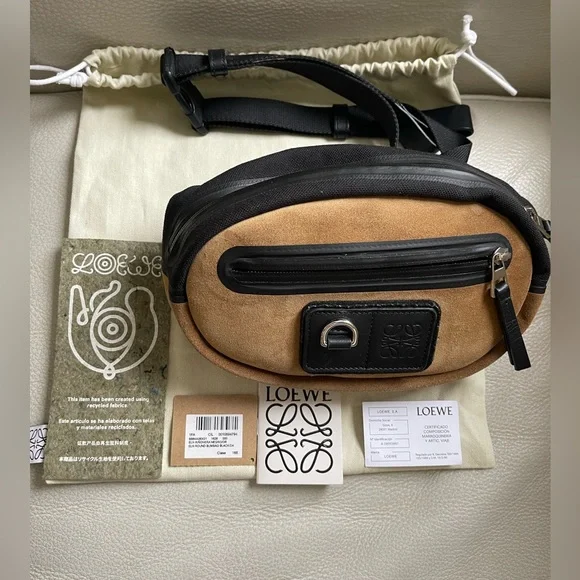 Loewe Bags Unique Loewe Eln Round Bumbag Blackcamel Suede Poshmark